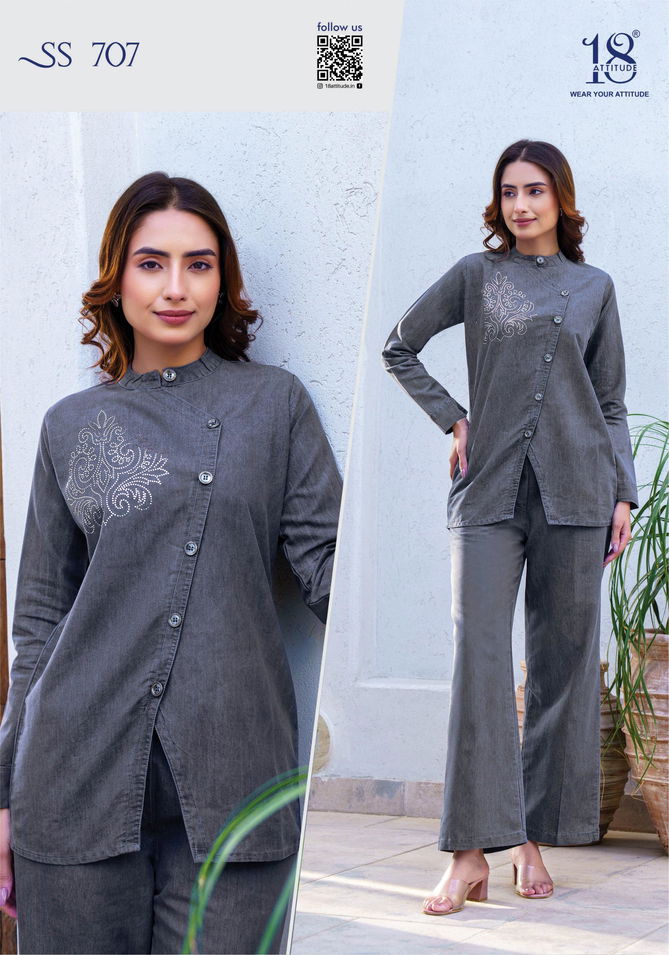 18 Attitude Sho Shaa Vol 7 Denim Cotton Western Party Wear Ladies Top With Bottom Wholesale Shop In Surat